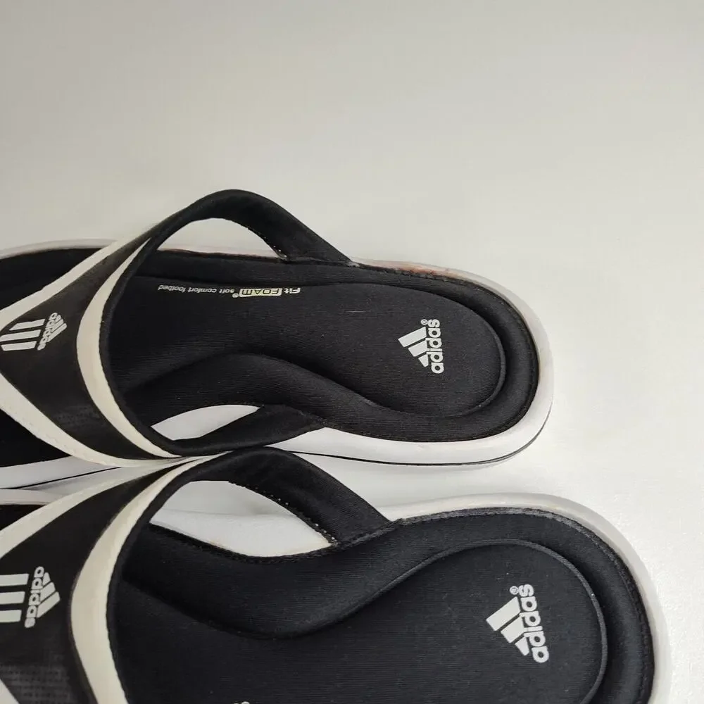 Adidas Womens Size 4 Fit Foam Soft Comfort Footbed Flip Flop Sandal Black/ White